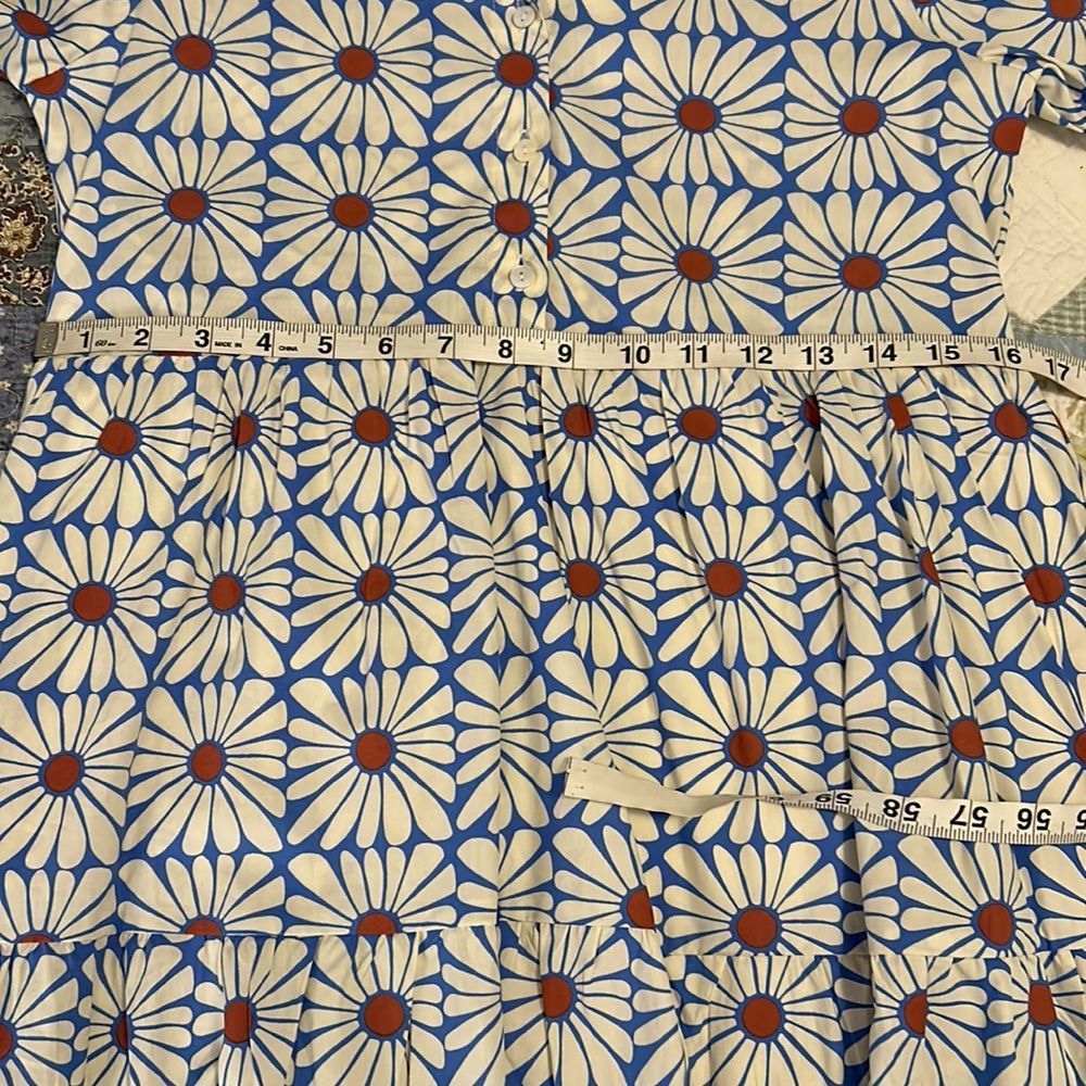 NWT Olivaceous Mod Daisy Tiered Baby Doll Shirt Dress, Size Medium - Picture 10 of 12